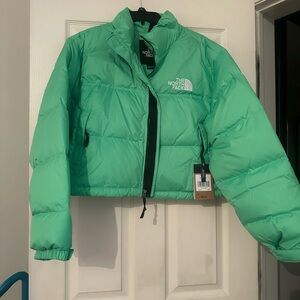 Green Northface Crop Jacket